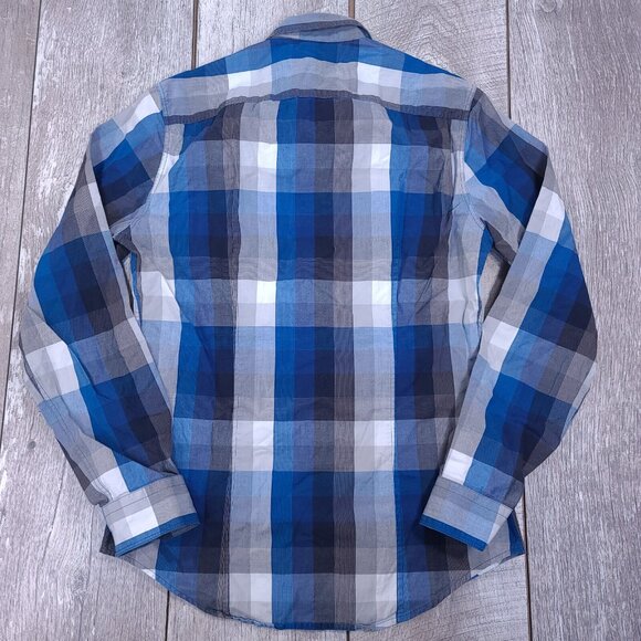 RM Williams Mens Western Button Up Shirt Size Small Blue Plaid Cotton Top - Picture 2 of 6